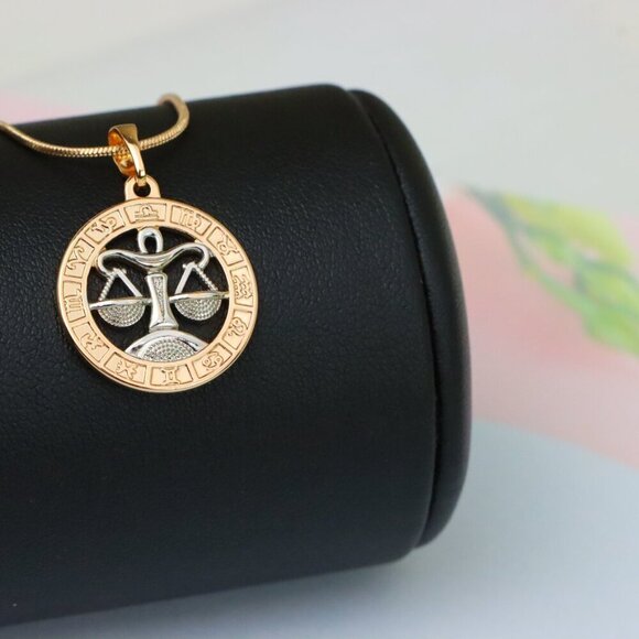 "Rose Gold Libra Zodiac Pendant with Delicate Scales Symbol Design, XPPT1451 - Picture 7 of 13